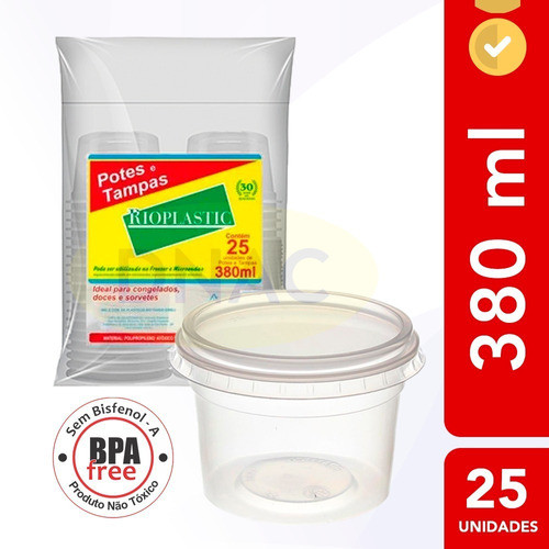 Pote Descartável Redondo C/ Tampa Transparente 380ml - 25un 0