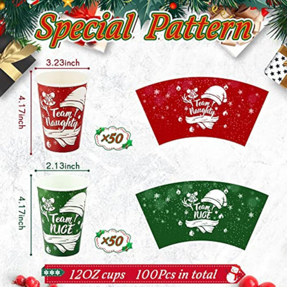 100 Vasos Desechables De Navidad De 12 Onzas, 1 100 Vasos Desechables De Navidad De 12 Onzas, 1