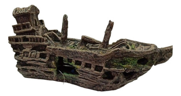 Adorno Barco Arca Hundido Fragata 33 Cm Acuario Peces 0