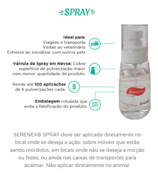 Serenex Spray Felino 70 Ml Acalma E Tranquiliza König 1