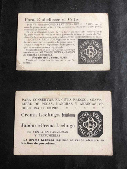 Antiguas Tarjetas Publicitaria Crema Lechuga. 54132 1