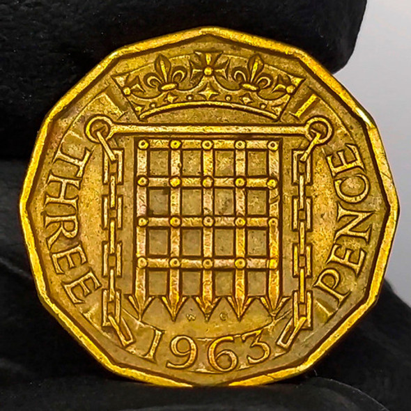 Reino Unido 3 Pence 1963 Antigua Moneda De Colección 0