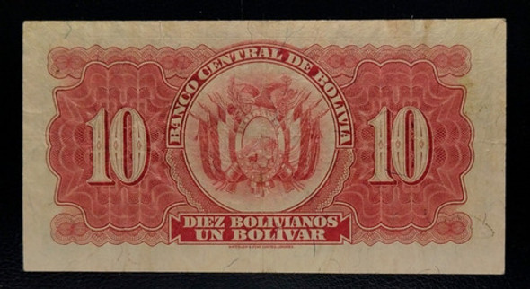 Bolivia Billete 10 Bolivianos 1928 Muy Bueno Pick 130 1
