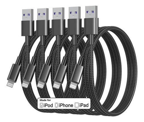 Paquete De 5 Cables De Carga Rpida De Nailon Trenzado Para I 0