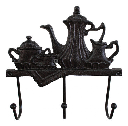 Cabideiro 3 Gancho De Parede Ferro Fundido Artesanal 19,5cm 1