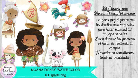 Cliparts Imagenes Png Moana Disney Watercolor Acuarela 1