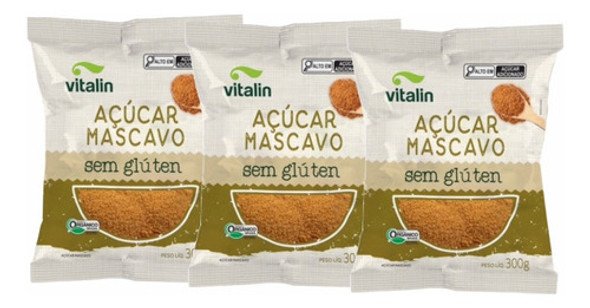 Kit 3x: Açúcar Mascavo Orgânico Vitalin 300g 0