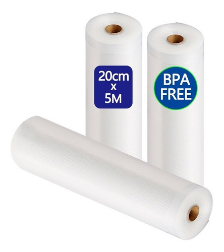 4 Rolos Saco Plástico 20cm 5m Embalagens A Vácuo Ranhuras Sous Vide - R20 0