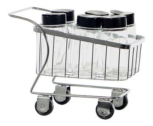 Carrinho Organizador Porta Temperos Com 6 Vidros Condimento 1