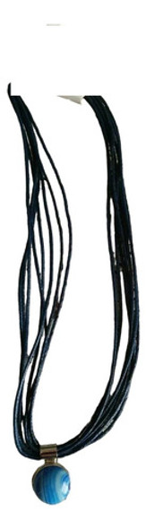 Hermoso Collar Con Dije En Cuero, Ajustable 48 Cm 0