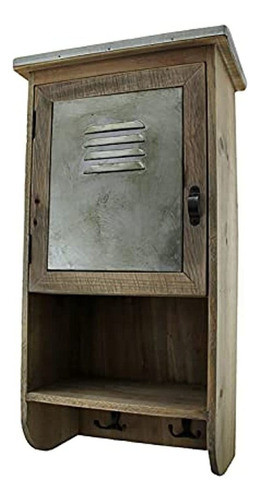 Gabinete De Pared De Madera Reciclada Rústica Zeckos Con Est 0