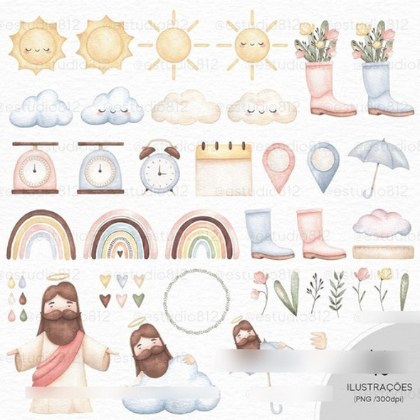 Kit Imagenes Png Clipart Lluvia De Amor Jesus Acuarela Est36 1