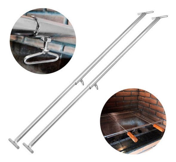 Kit C/2 Suportes/extensores P/espetos Ou Grelha Churrasco 0