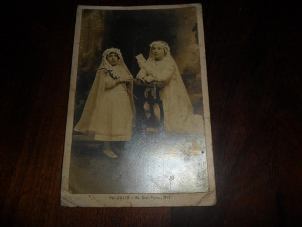 Antigua Foto Fotografia Dolce Montevideo Niña Vestido Sillon 0