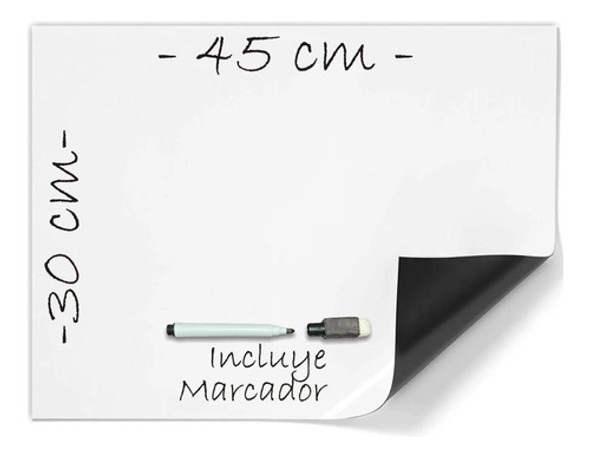 Pizarra Imantada Blanca Heladera Magnética + Marcador Niños 0