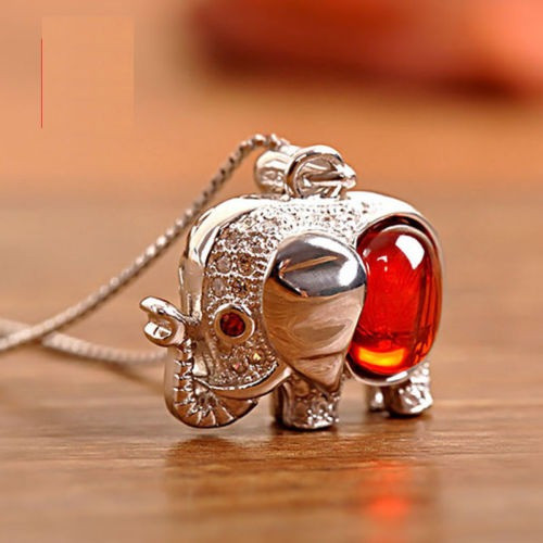 Elefante Rojo De La Piedra Preciosa 925 Plata Esterlina Enco 0