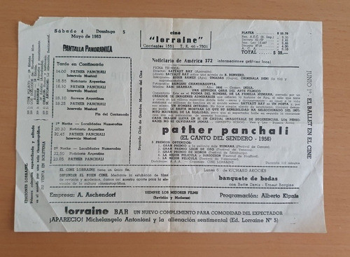 Programa Cine Lorraine - Pather Panchali Año 1963 1