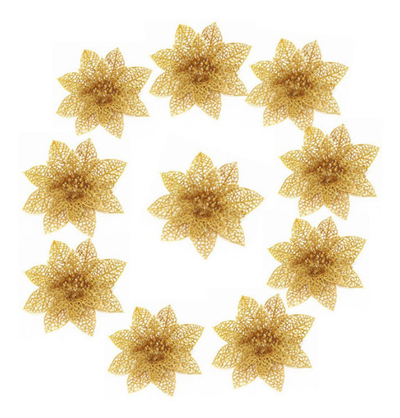 15 Pçs/set Flores De Natal Árvores Xmas Decoração Glitter W0 1