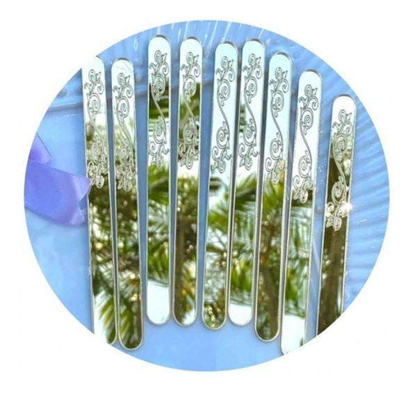 Palitos De Acrilico Dourados Arabesco Para Confeitaria 10 Un 0