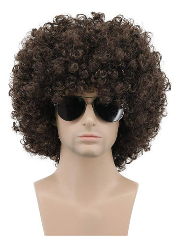 Peluca Afro Cotillon Premium Adulto Color Marron Oscuro 0