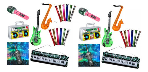 Inflables Nostalgia Radio Guitarra Telefono Teclado Pack 22 0