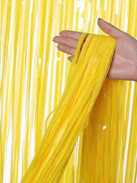 Cortina Pastel Amarilla - Decoración 2 X 1 Mts  - Flecos 0