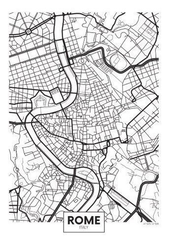 Mapa De Roma - Italia - Lamina De 40 X 50 Cm 0