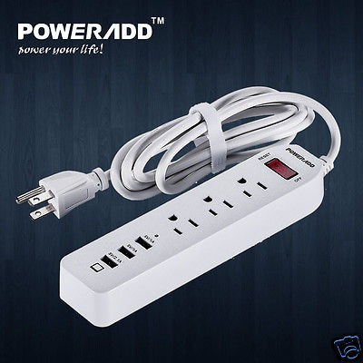 3 Usb Puerto 3 Salidas Ac Pared Tira Viajes Enchufe Adaptado 0