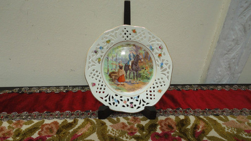 Plato Antiguo Bavaria Calado Aleman Con Escena Caballo Vealo 0