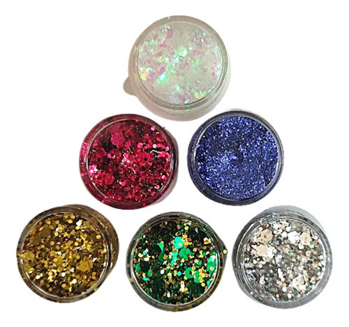 Glitter En Gel Varios Colores Para Rostro Mini X6 0