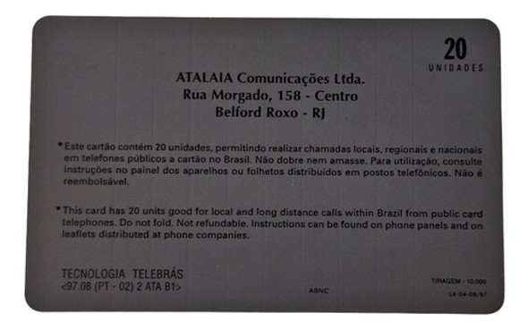 Ct272= Cartao Telebras Atalaia Novo = Desc,5,00 Ver Abaixo 1