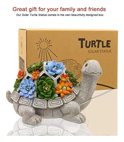 ~? Nacome Solar Garden Outdoor Statues Turtle With Succulent 1
