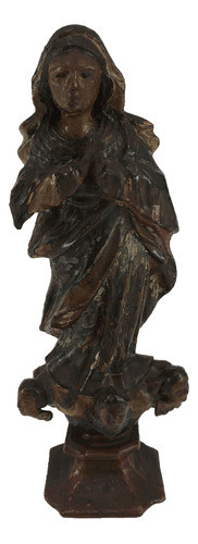 Antiga Santa Nossa Senhora Madeira Olhos De Vidro 0