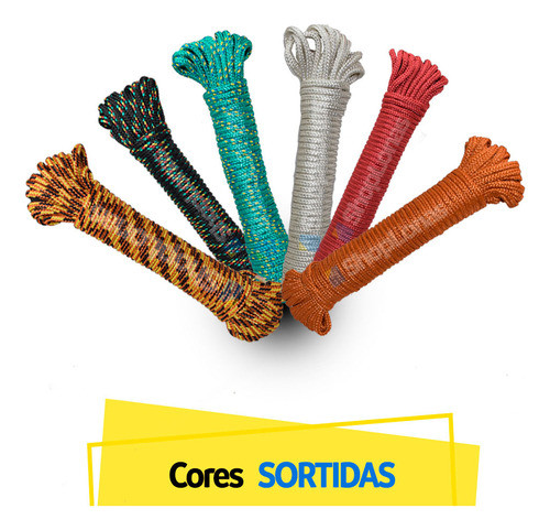Corda Seda Trançada Pet Multicores Meada 6mm Com 15m 1