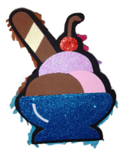 Mini Piñata Modelo Copa Helado X 1 Unid 30cm Aprox 0