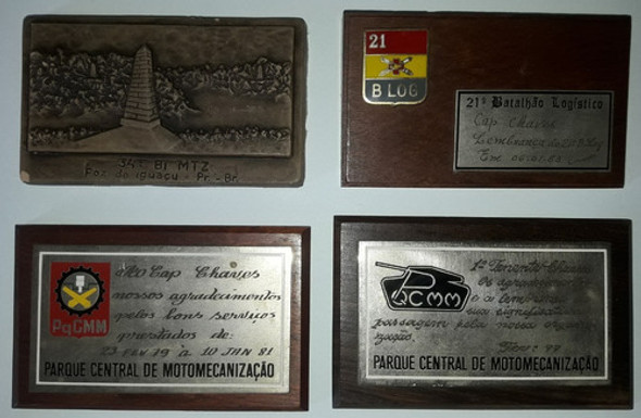 Lote 4 Placas De Mesa Capitão Exército Década 70 / 80 1