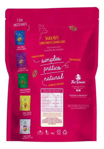 Kit 3 Castanha Caju Snack Caramelizado Veg 360gr Tia Sônia 1