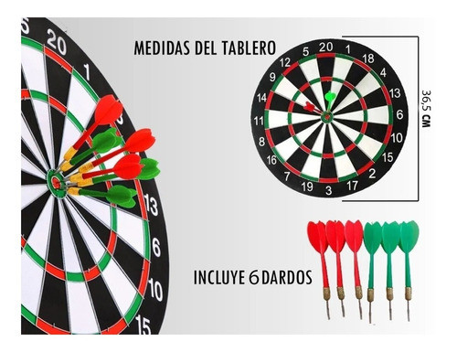 Juego Dardos Tiro Al Blanco Reversible 6 Dardos 36cm Ø Lelab 1