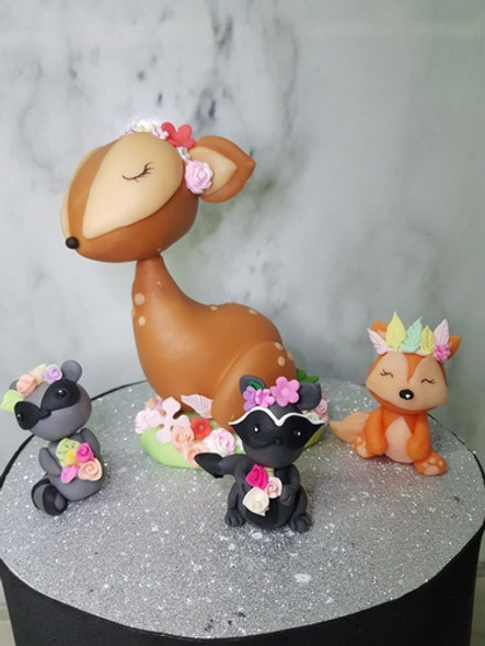 Adorno Para Torta Bambi Y Tres Animalitos 0