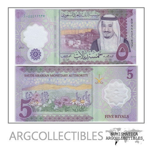 Arabia Saudita Billete 5 Riyals Polimero 2020 P-new Unc 0