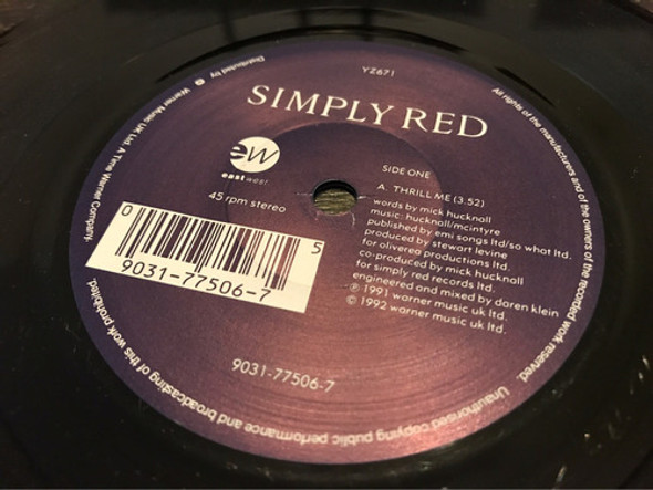 Disco Vinilo 7'  Simple Red / Thril Me (uk) 1