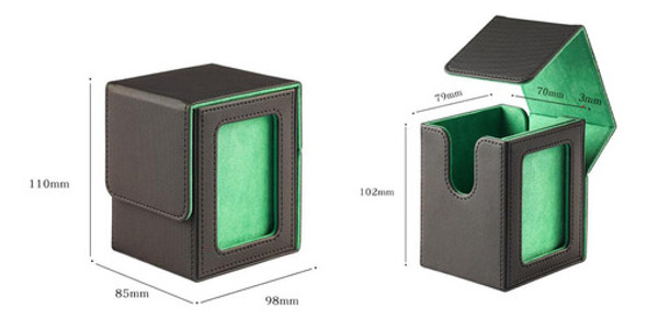 Caixa De Armazenamento De Baralho De Cartões De Forro Verde 1