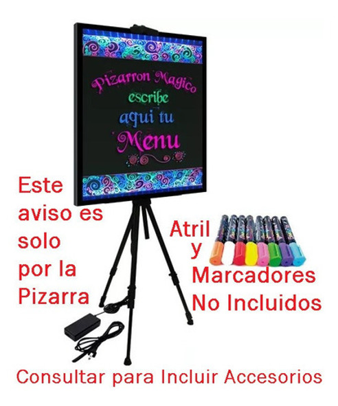 Pizarra Led 60 X 80cm Cartel Rgb Para Marcadores Refractivos 1
