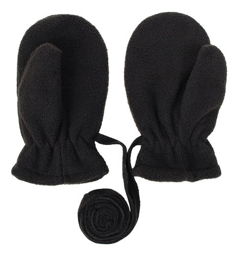 Luvas Infantis De Pelúcia Polar, Dedo Inteiro, Pretas, Taman 0
