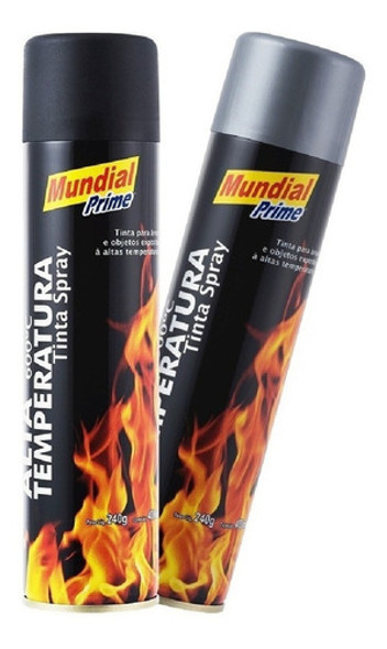 Tinta Alta Temperatura Preto Fosco + Alumino 400ml - Envio 0