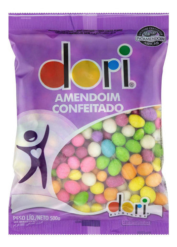 Kit C/ 3 Amendoim Confeitado Dori Pacote 500g 0