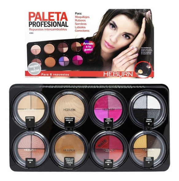 Heburn Profesional Set 301 Maquillaje Paleta Armar A Gusto 0