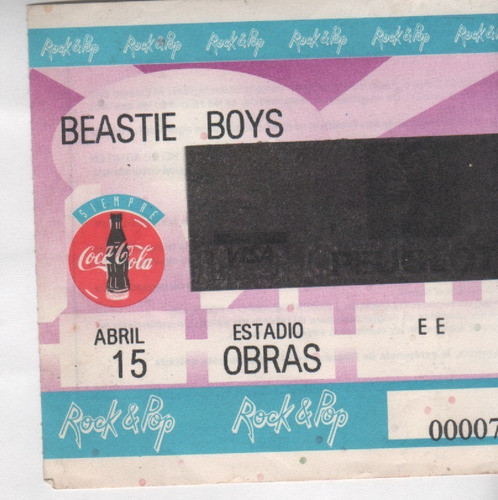 Antigua Entrada Club  Obras  Recital Beastie Boys - Año 1995 0