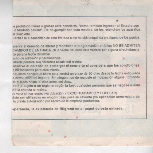 Antigua Entrada Club  Obras  Recital Beastie Boys - Año 1995 1
