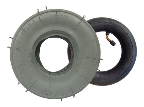 Pneu Cinza + Câmara 200x50 Ace Dianteiro P/ Cadeira De Roda 0